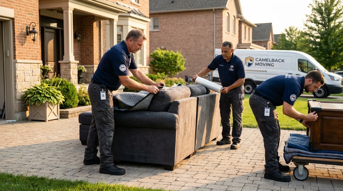 Large estate moving crew wrapping furniture in Douglas, MI